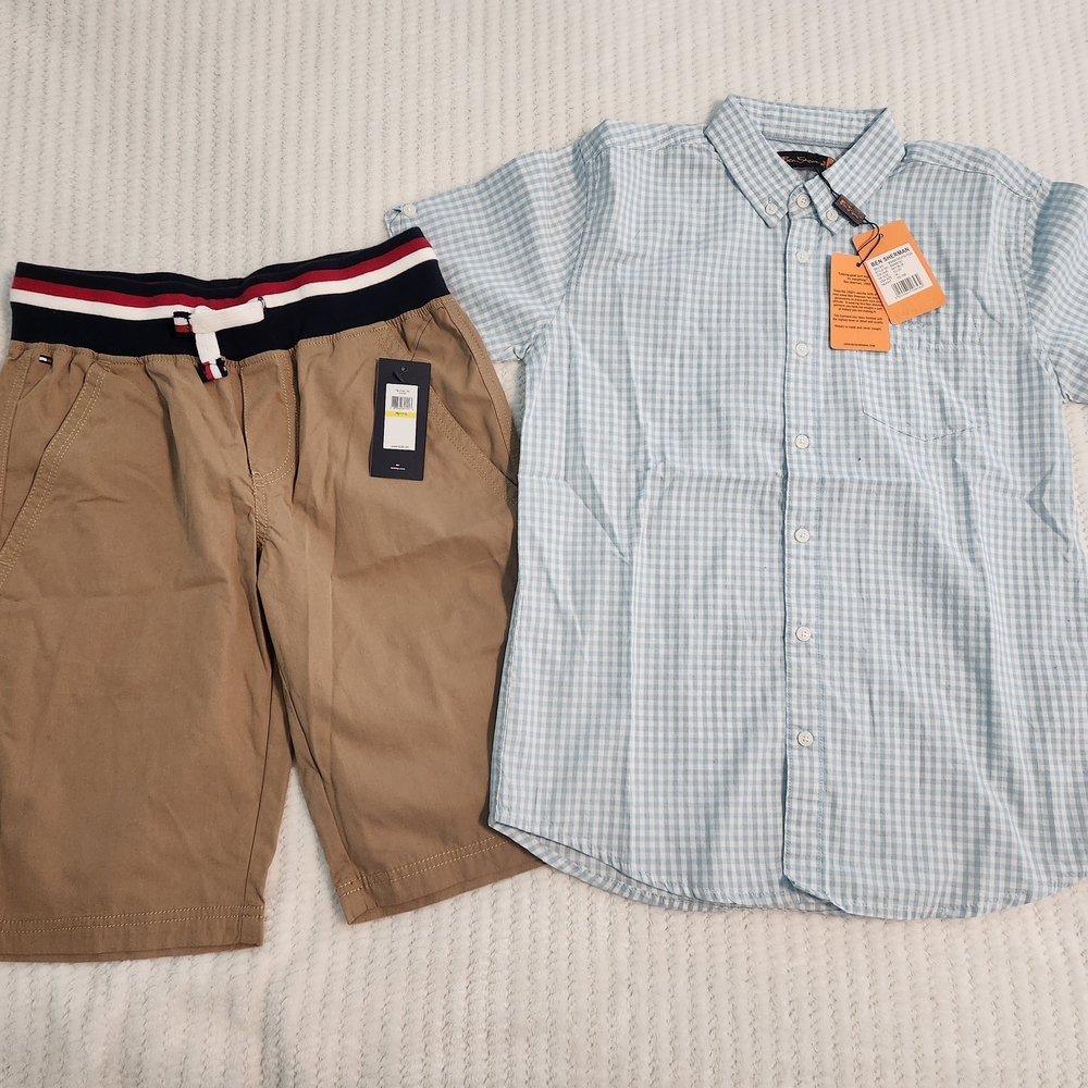 Ben Sherman Boy Shirt 12-13 USA Size  16 & Tommy Hilfiger Shorts 12-14 Bundle
